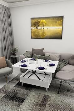 Kolex Patternless 3 Stage Smart Magic Coffee Table (WHITE)