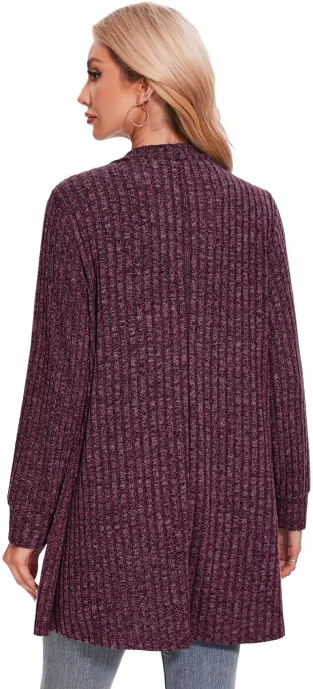 MONNURO Plus Size Cardigan Sweaters for Women Oversized Long Cardigan Open Front Sweaters Outwear with Pockets - Image 2