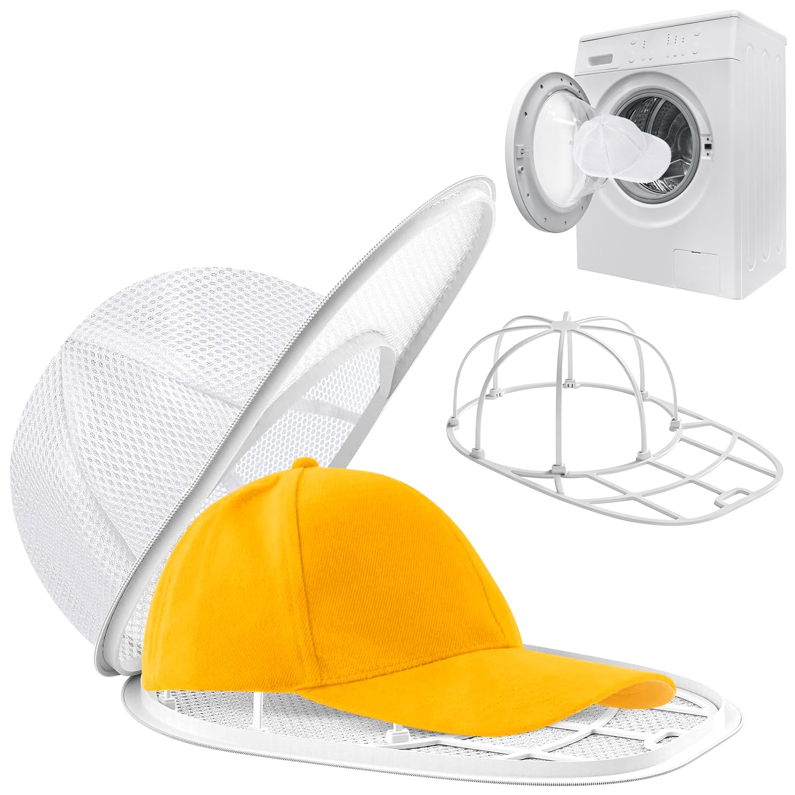 Lavaggio Cappello da Baseball Sacchetti Lavatrice porta Cappelli Rondella per Porta Cappellini Pulitore per da Baseball per Lavatrice e Lavastoviglie Supporto per Cappelli Forma e Protettore con