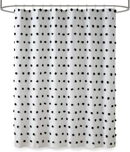 Miniatura 5 de Madison Park Sophie - Cortina de ducha moderna con detalles de pompones texturizados, decoración de baño moderna, lavable a máquina, pantalla de