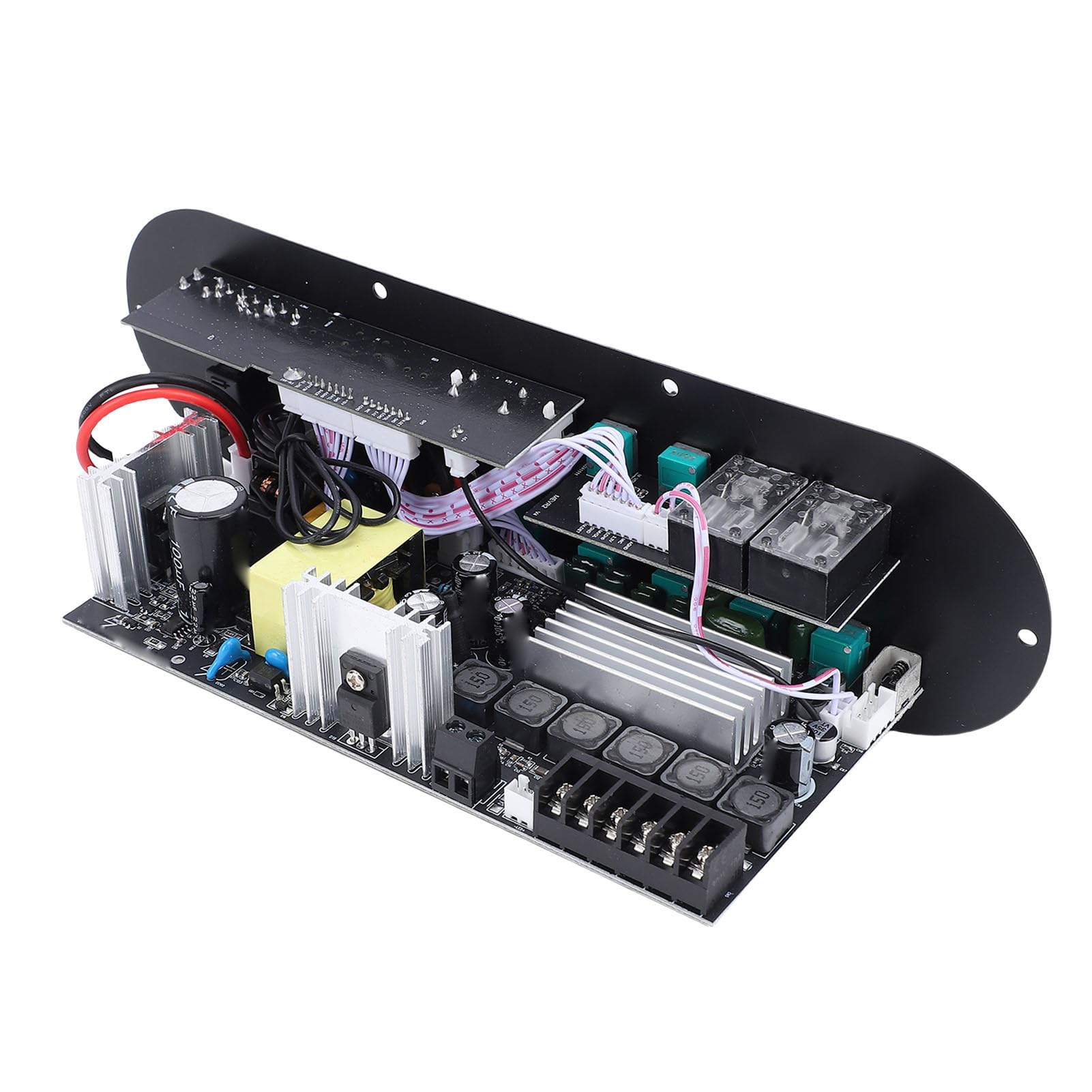 Scheda Amplificatore 2.1 Scheda Amplificatore Bluetooth in Lega di Alluminio 50W X2 100W Subwoofer Controllo Bassi Alti AUX USB FM per Altoparlante Desktop di Casa Uso Audio Fai da Te
