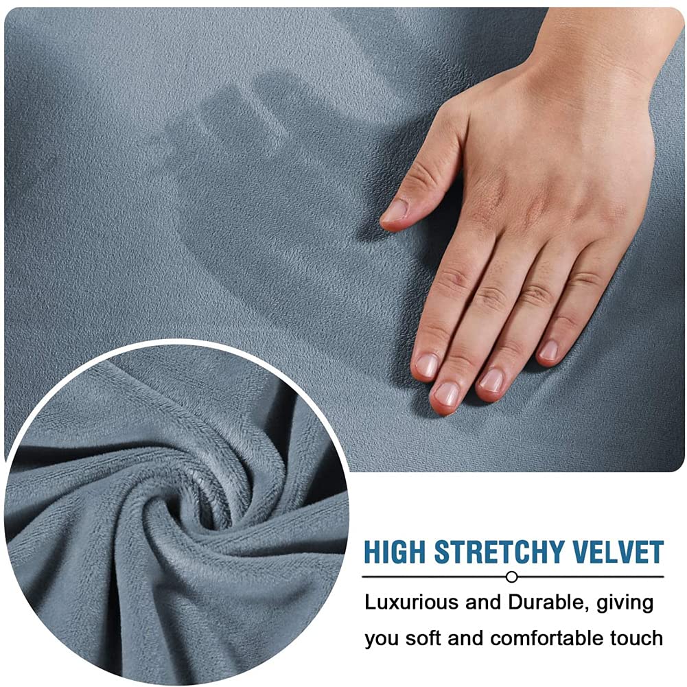 Funda De Sillón Orejero Elástica, Lujo Suave Terciopelo Funda De Sillón Lavable Funda De Sillón para Orejero para Sala De Estar Sofa (Gris Azul)
