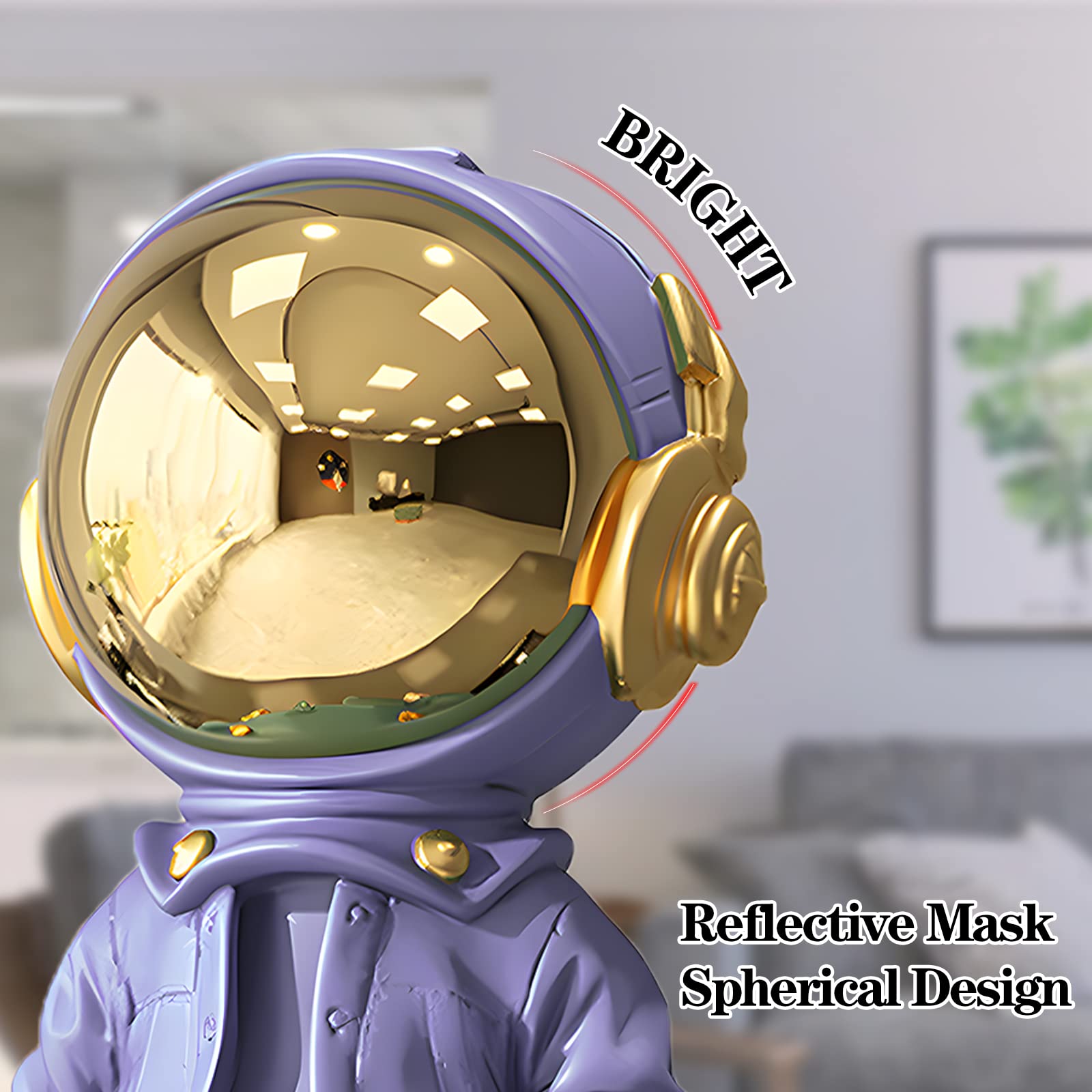 EZ4ENCE Astronauten-Figur, Raumfahrer-Dekoration, Skulptur für Heimdekoration, Kunst, Violette Regaldekoration, Coole Metallmaske, Tischdekoration, große Raumfahrer-Figur, Ornament, Geschenke