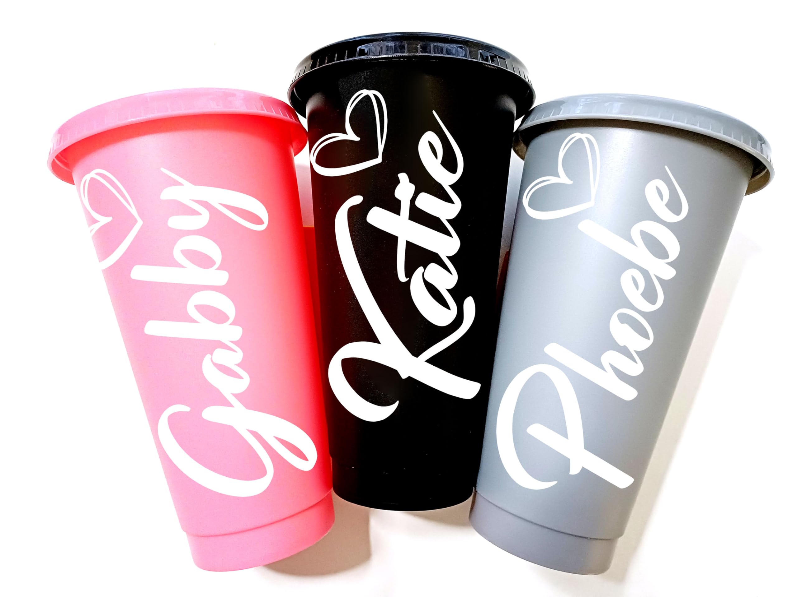 Cold Cup with Any Name & Heart Cups Gift Idea Birthday Party Custom Personalized Gifts with a Matching Lid & Staw