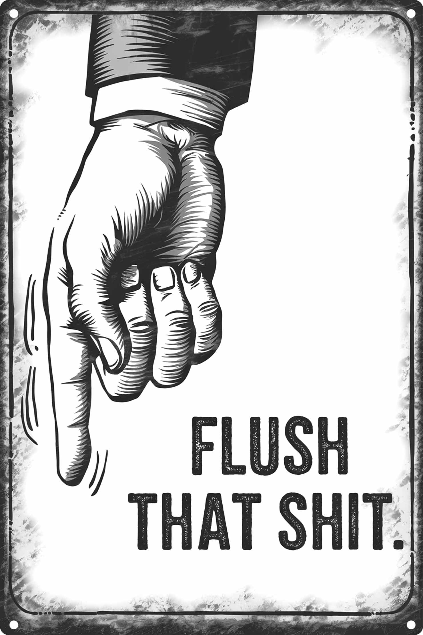 Vintage Tin Sign Retro Metal Funny Bathroom Signs Flushing the Toilet 12x8 inch