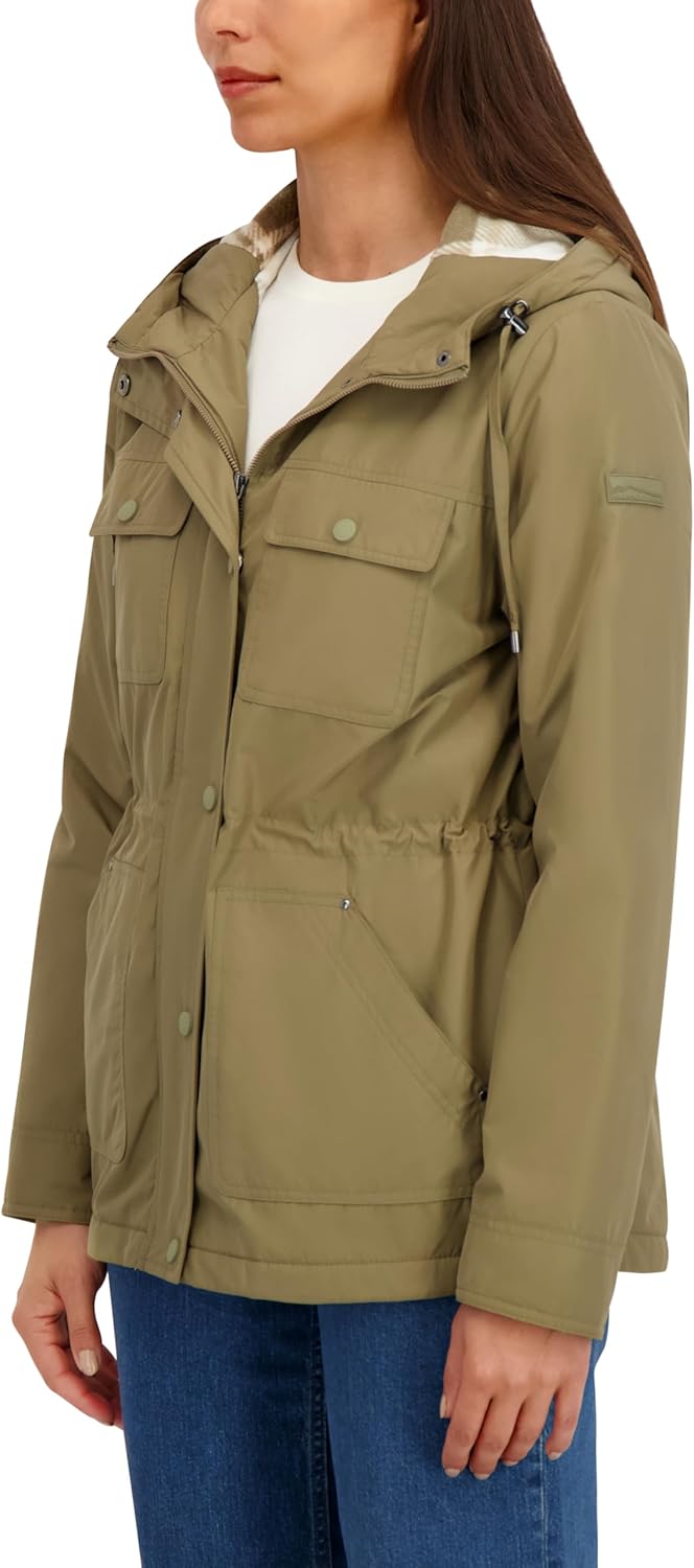 HFX womens Lightweight Jacket – Water-resistant Windbreaker Commuter Coat, Fleece Lining, Adjustable Waist