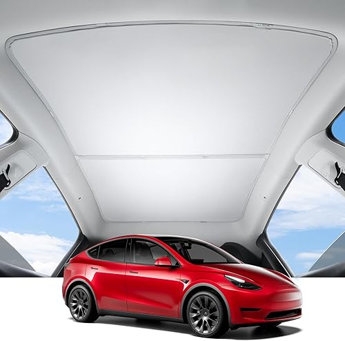 BASENOR Tesla Model Y - Parasol retráctil para techo corredizo para ventana de techo, protección solar, color gris Gen 2
