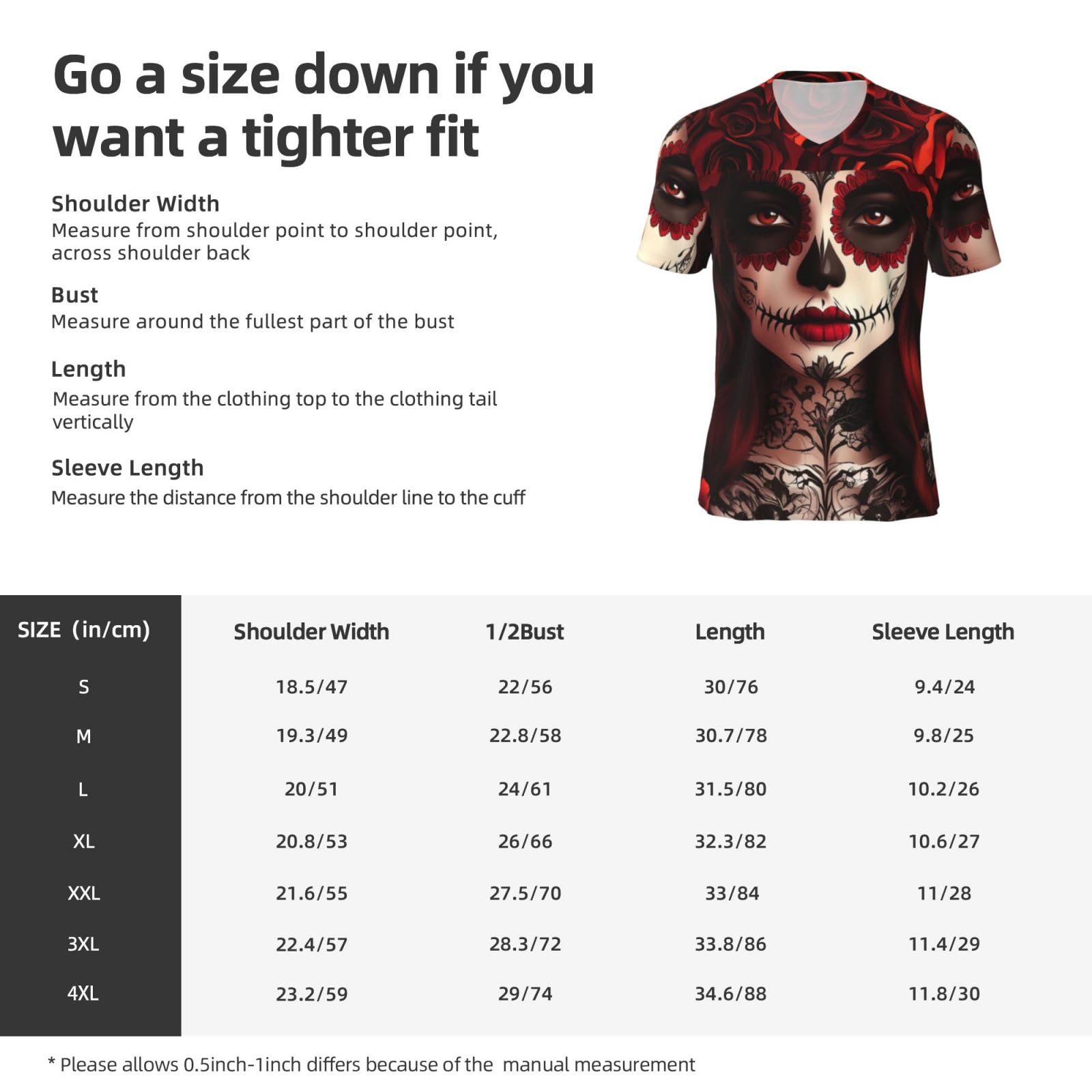Stylish Athletic Sports Jersey Mexico-Sugar-Skull-Rose Men's Rugby Jersey Large