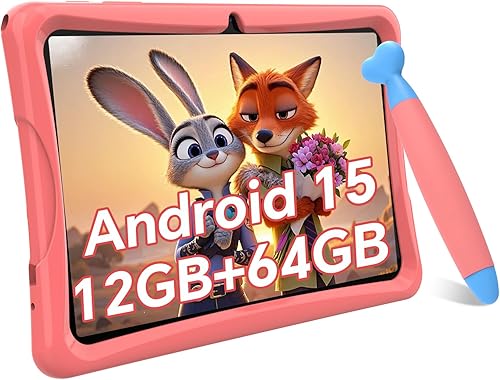 Tablet para niños, tableta Android 15 para niños de 3 a 7 años, control parental, aplicaciones educativas preinstaladas, incluye funda protectora