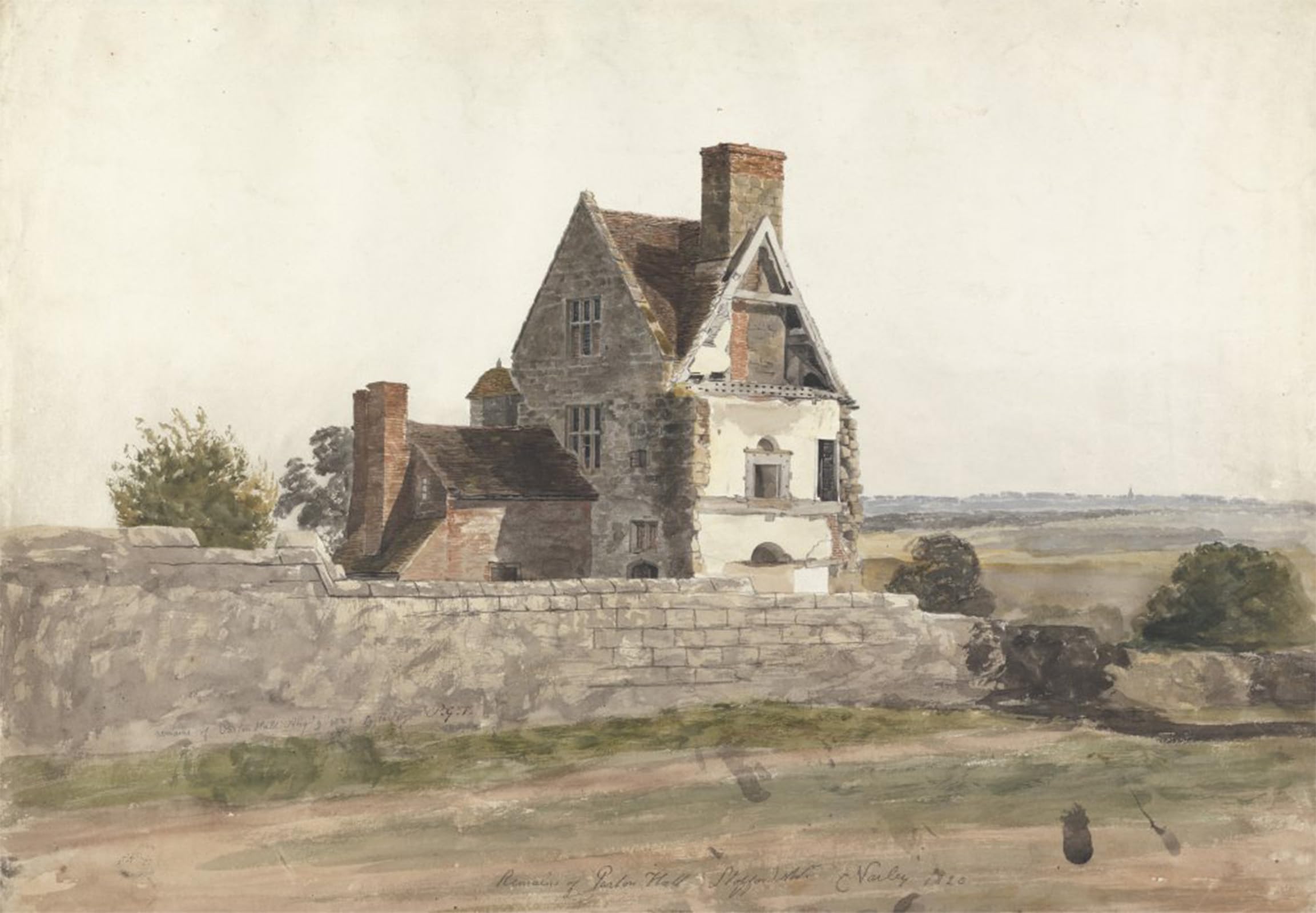 ARTXLXXBN Famous Art Print Poster Vintage Wall Art Remains of Purton Hall by Cornelius Varley Canvas Art Poster for Home Decor 60x90cm