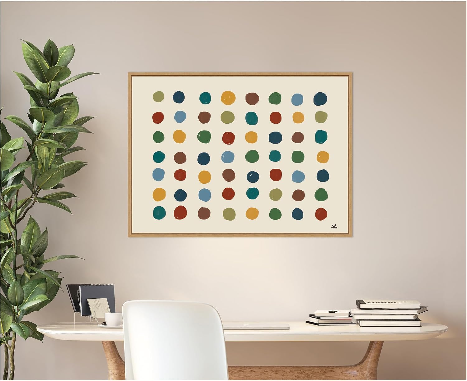 Kate and Laurel Framed Canvas Wall Art Print Meditation No. 3 by Kelly Knaga, 38 x 28 Sylvie Natural Frame, Modern Contemporary, Abstract Art for Wall Decor