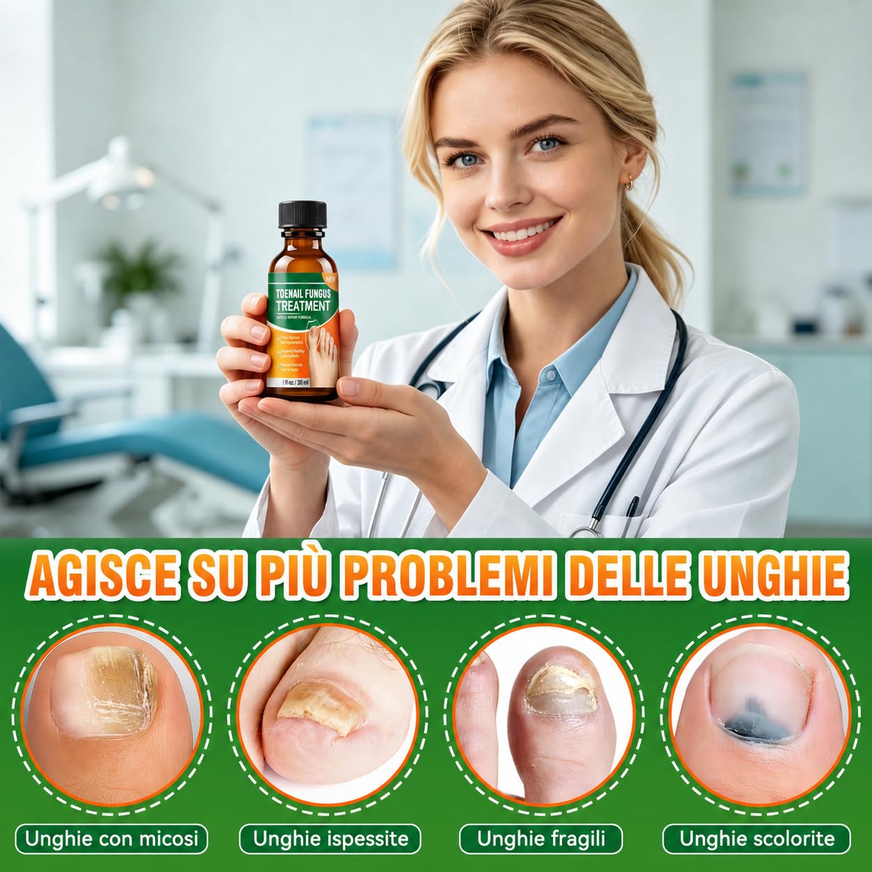 Micosi Unghie Piede Trattamento, Trattamento Funghi Unghie Piedi, Antimicotico Unghie Piedi Liquido, Migliora Unghie Spesse, Fragili, Rotte e Scolorite, Trattamento Rigenerante per Crescita Unghie