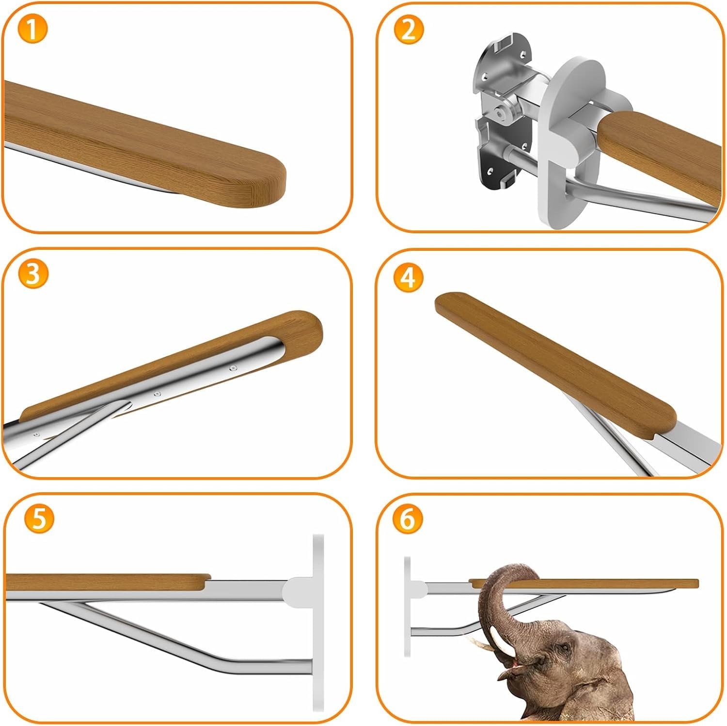 Barra de apoyo para inodoro abatible, barras de apoyo plegables para el cuarto de baño, barras de seguridad abatibles para la ducha y asidero de pared para personas mayores y ancianos.