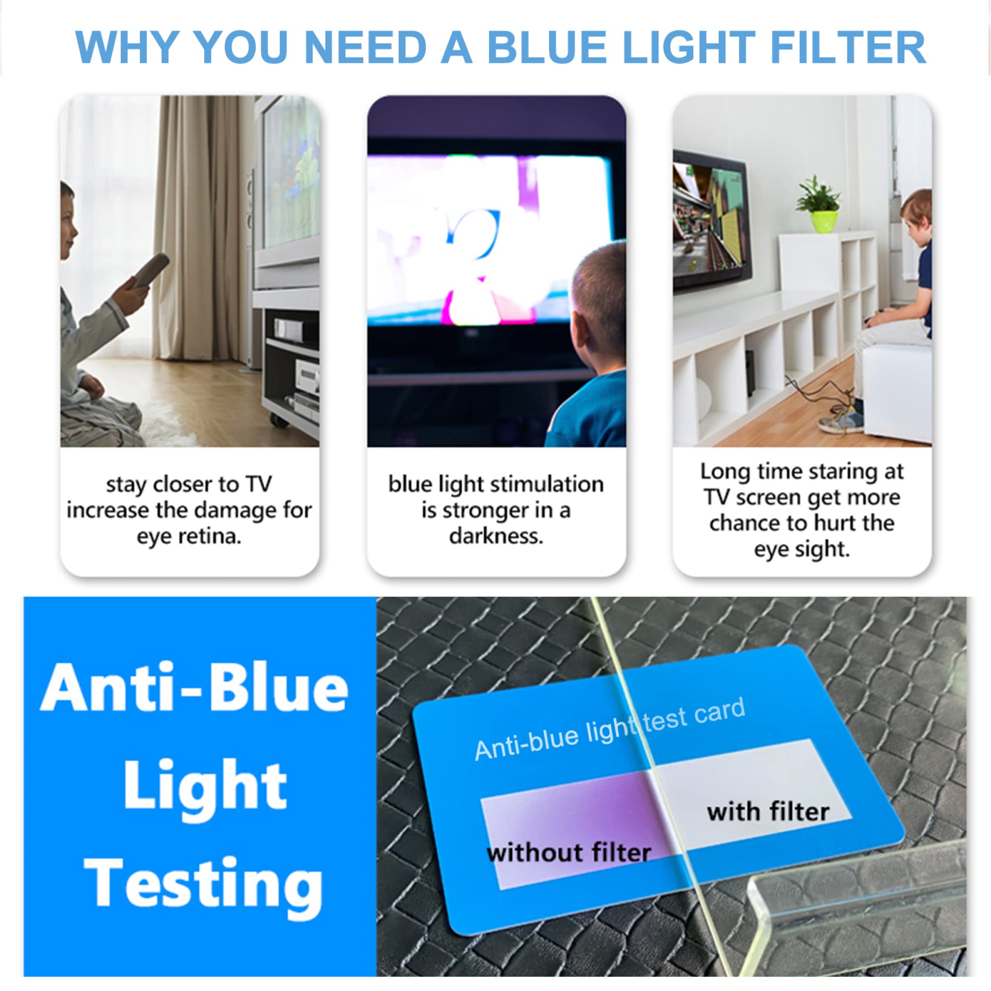 Pellicola protettiva anti luce blu per TV da 43-75 pollici, universale per monitor, antigraffio, antiriflesso, con filtro di protezione per gli occhi, superficie opaca, anti(60 pollici 1327x749 mm
