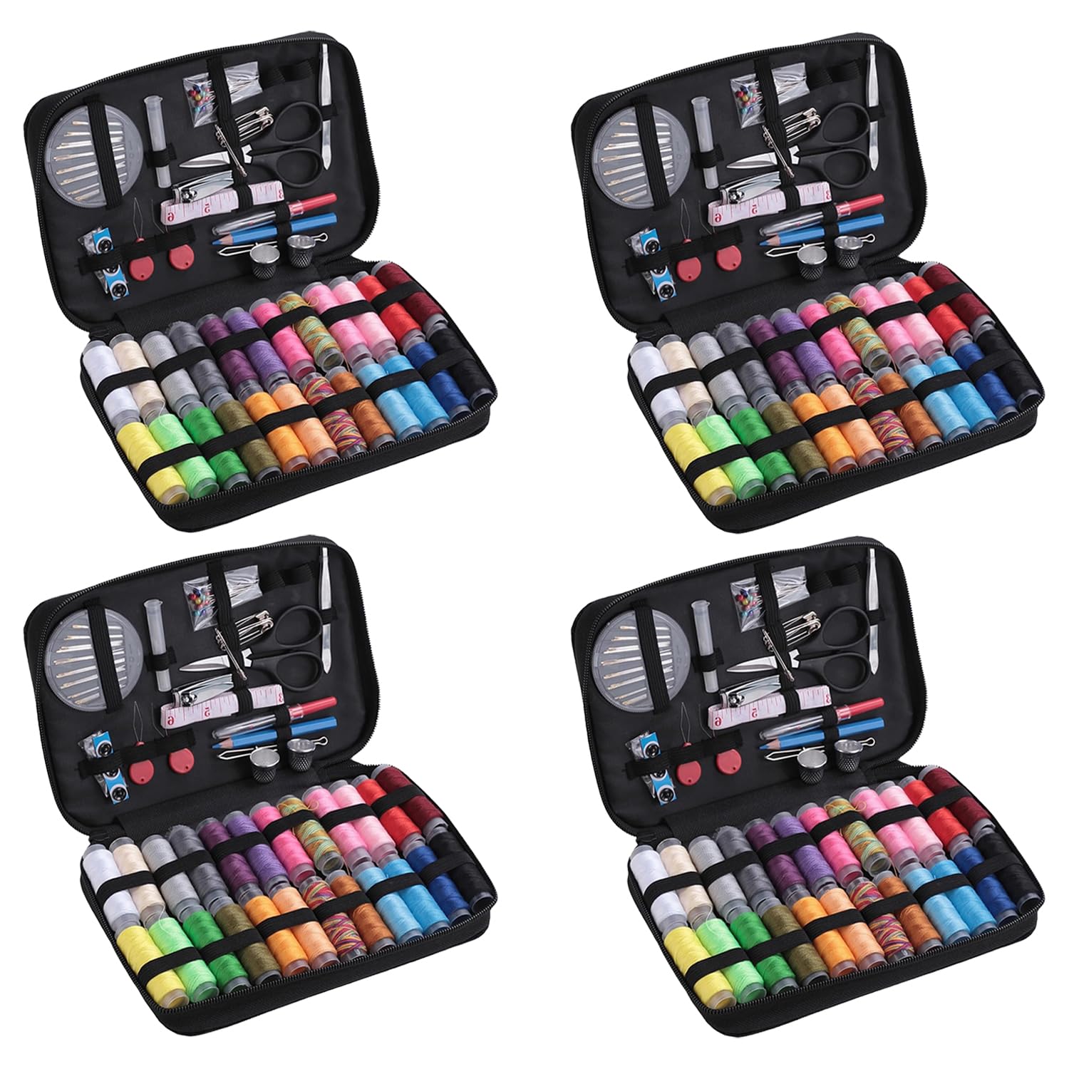 Kuber Industries (Set of 97 X 4) Korean Sewing Kit for Travel | Multifunctional Needle & Thread Box Set | Silai Machine Tailoring Stitching Kit | Sui Dhaga Pouch for Fashion Designing-Hand Embroidery