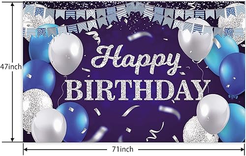 Vista 173 de Cartel de feliz cumpleaños número 31, globos azul marino, bandera de confeti a rayas, puntos de luz, saludos a 31 años, decoración temática