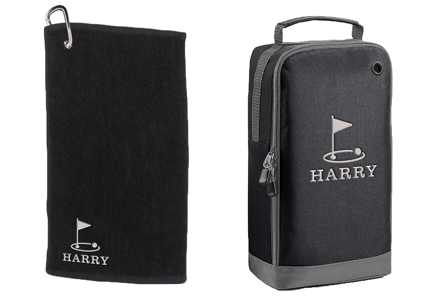 Personalised Golf Hole Towel and Shoe Bag – Embroidery and Clip 100% Ringspun Cotton Lawn Bowls Accessories - Dad Lawn Bowls Gift - Fathers Day Lawn Bowls Gift