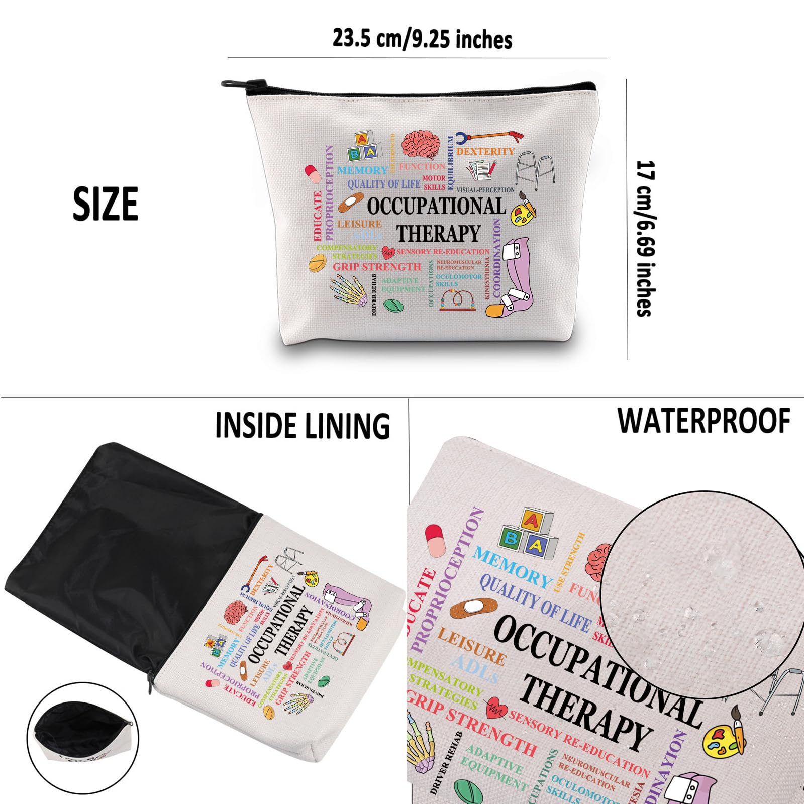 PYOUL OT Appreciation Thank You Gift Occupational Therapist Makeup Bag Occupational Therapy Therapist Cosmetic Bag OT Graduation Gift (Occupation Therapist B) - Image 3