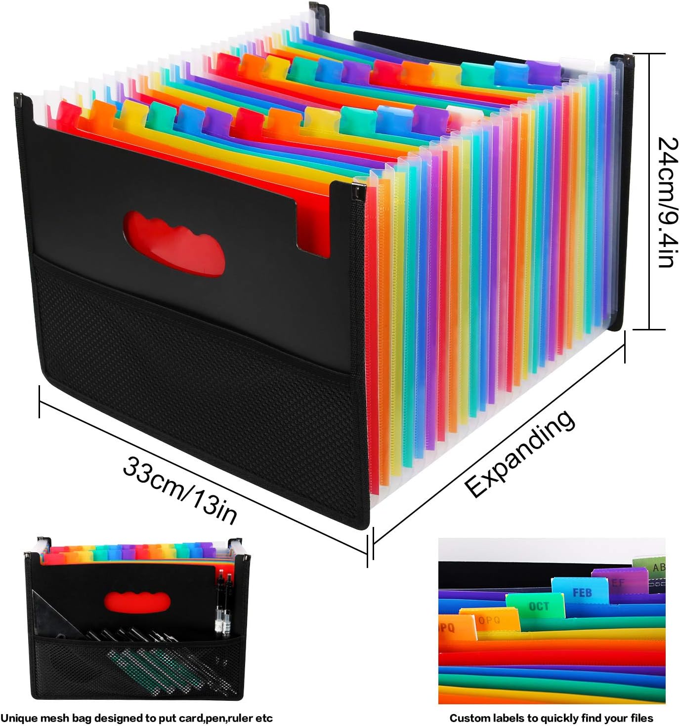 Office Products 26 Pockets Accordian File Organizer,Expanding Filing