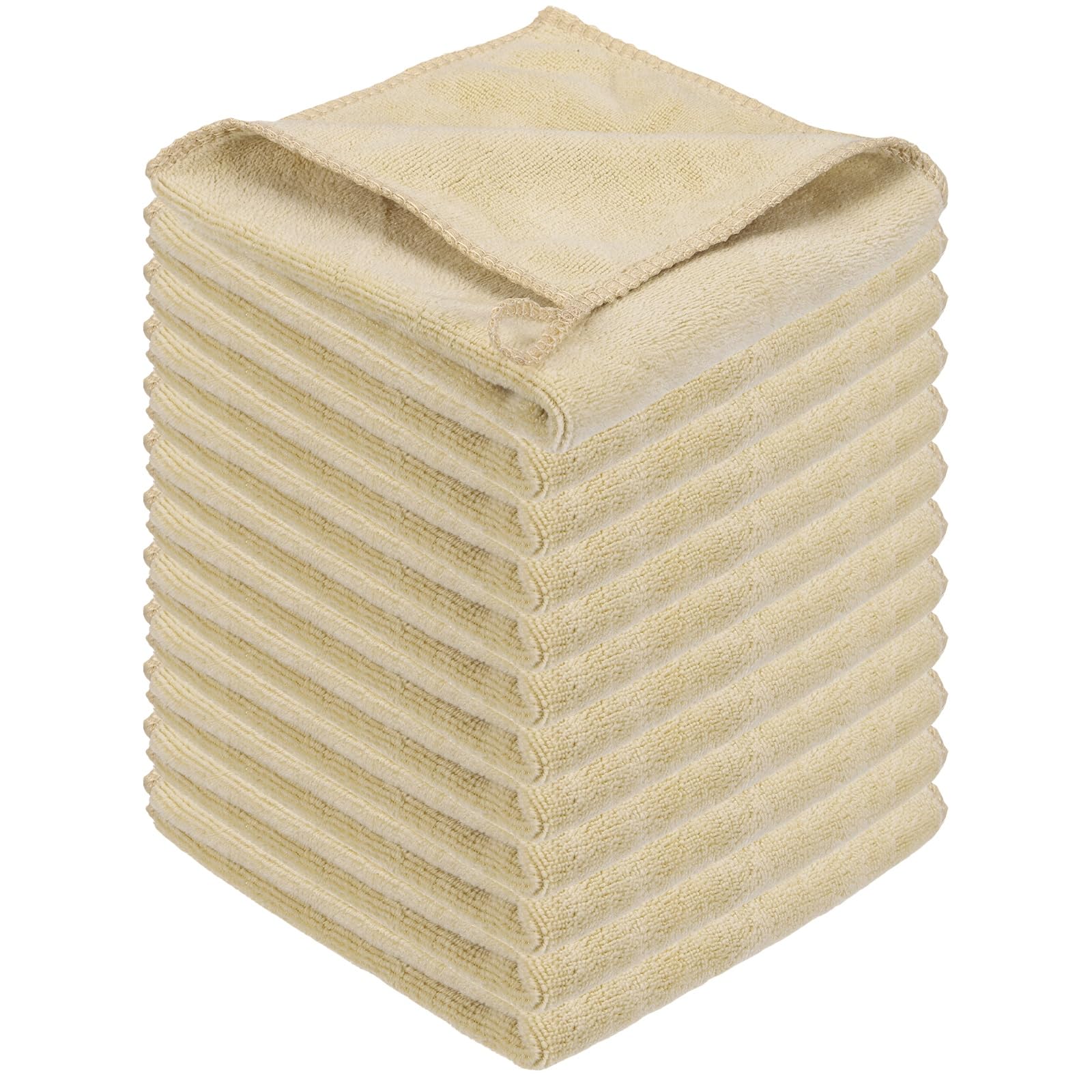 sourcing map 12 Pcs Square Hand Towels, 30 x 30 cm Soft Microfiber Hanging Hand Towel with Hanging Loop Highly Absorbent Kitchen Towels for Home Bathroom Kitchen Cleaning Supplies, Beige