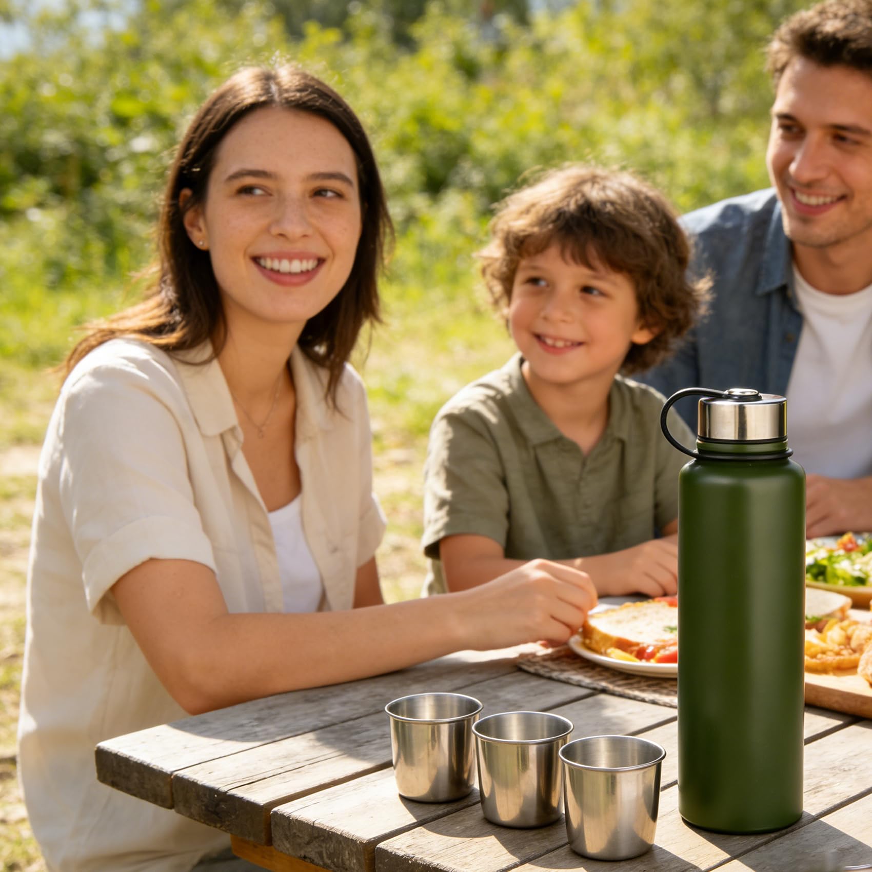 Borraccia in acciaio inox con manico in cannuccia, stile retrò, con margherite, a prova di perdite, senza BPA, per bambini, per lavoro, fitness, sport, palestra, campeggio all'aperto