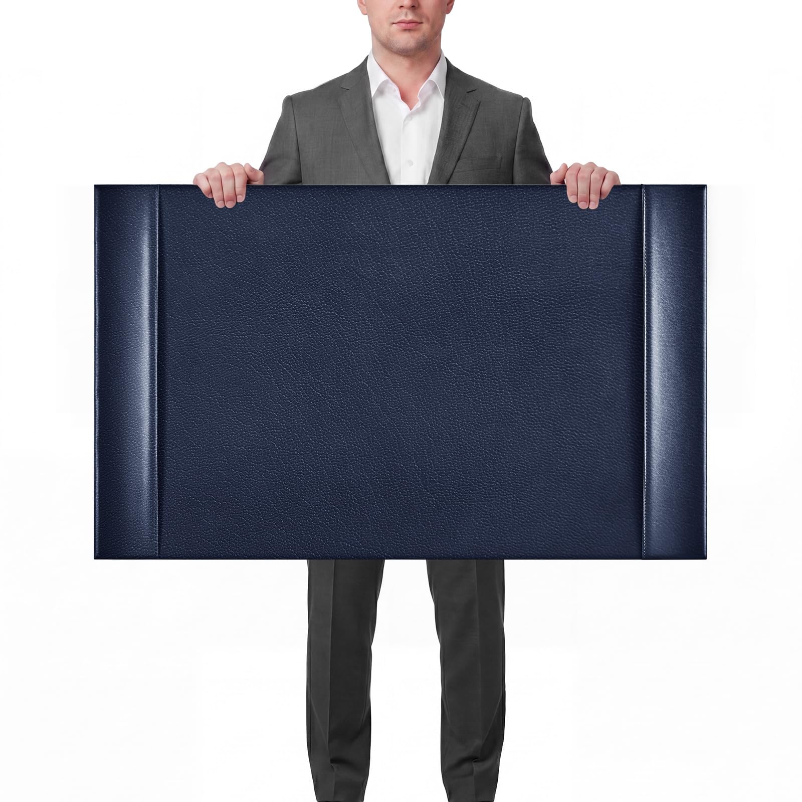 Schreibtischunterlage aus Leder, 76,2 x 45,7 cm, Leder-Schreibunterlage mit Seitenschienen, Executive-Leder-Schreibtischunterlage für Büro, Zuhause, Arbeitsplatz, Schreibtisch, Schreibfläche