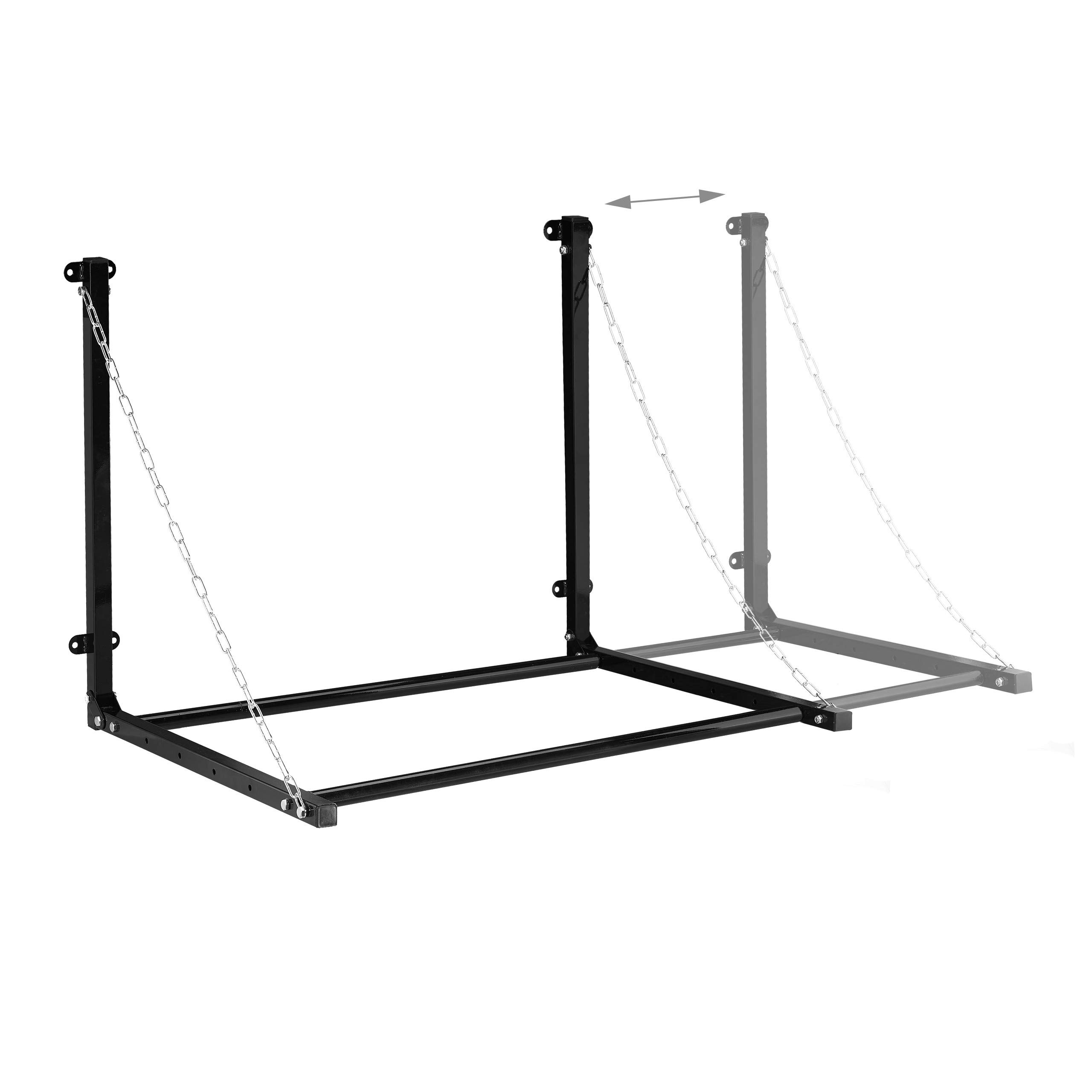 Relaxdays Scaffale Porta Gomme da Parete per 4 Pneumatici, Supporto Pieghevole Fino a 90 kg, Acciaio, Nero