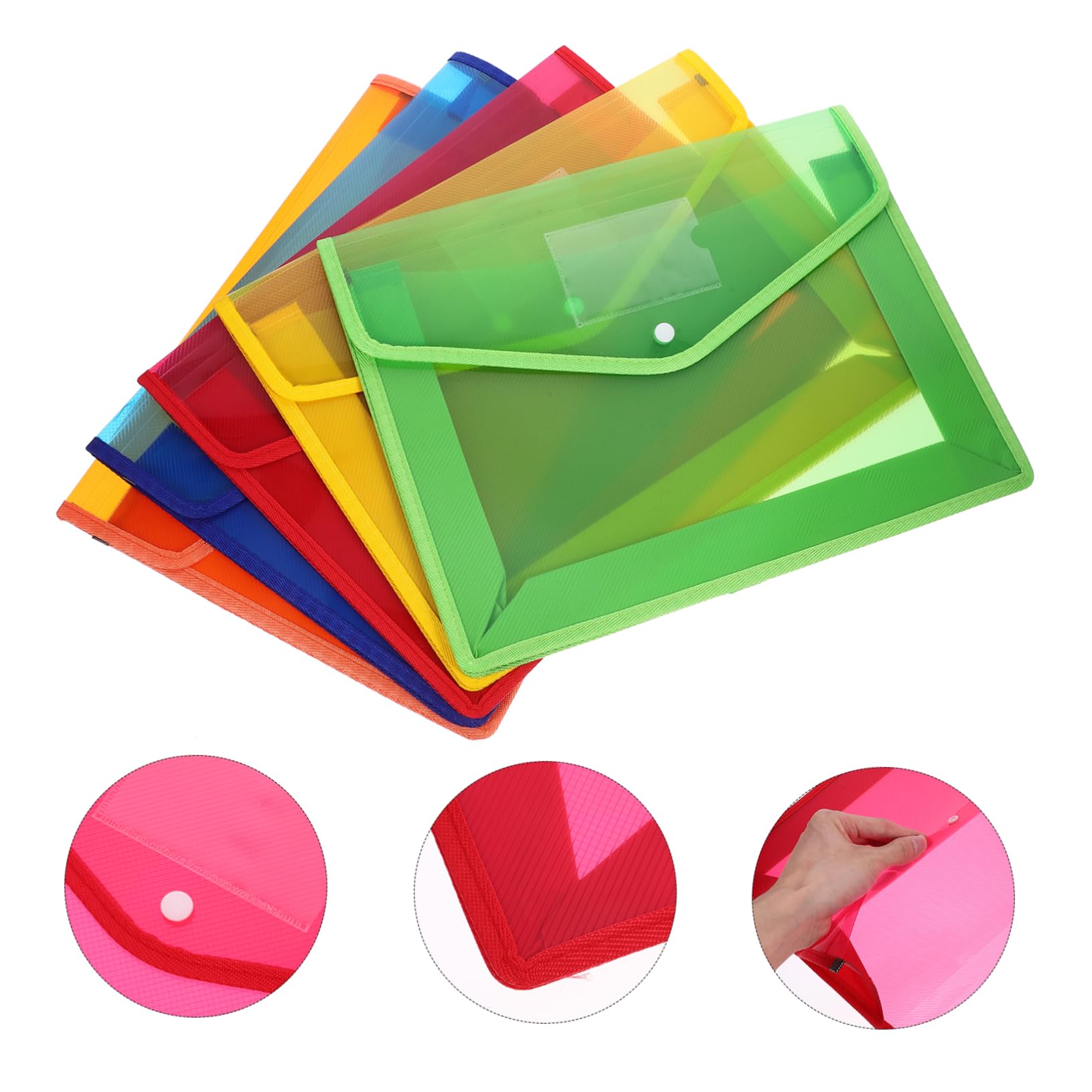 SEWACC 5stücke Dokumentenmappen aus Kunststoff Transparent mit Druckknopfverschluss als Briefumschlagmappe für Aufbewahrung und Organisation