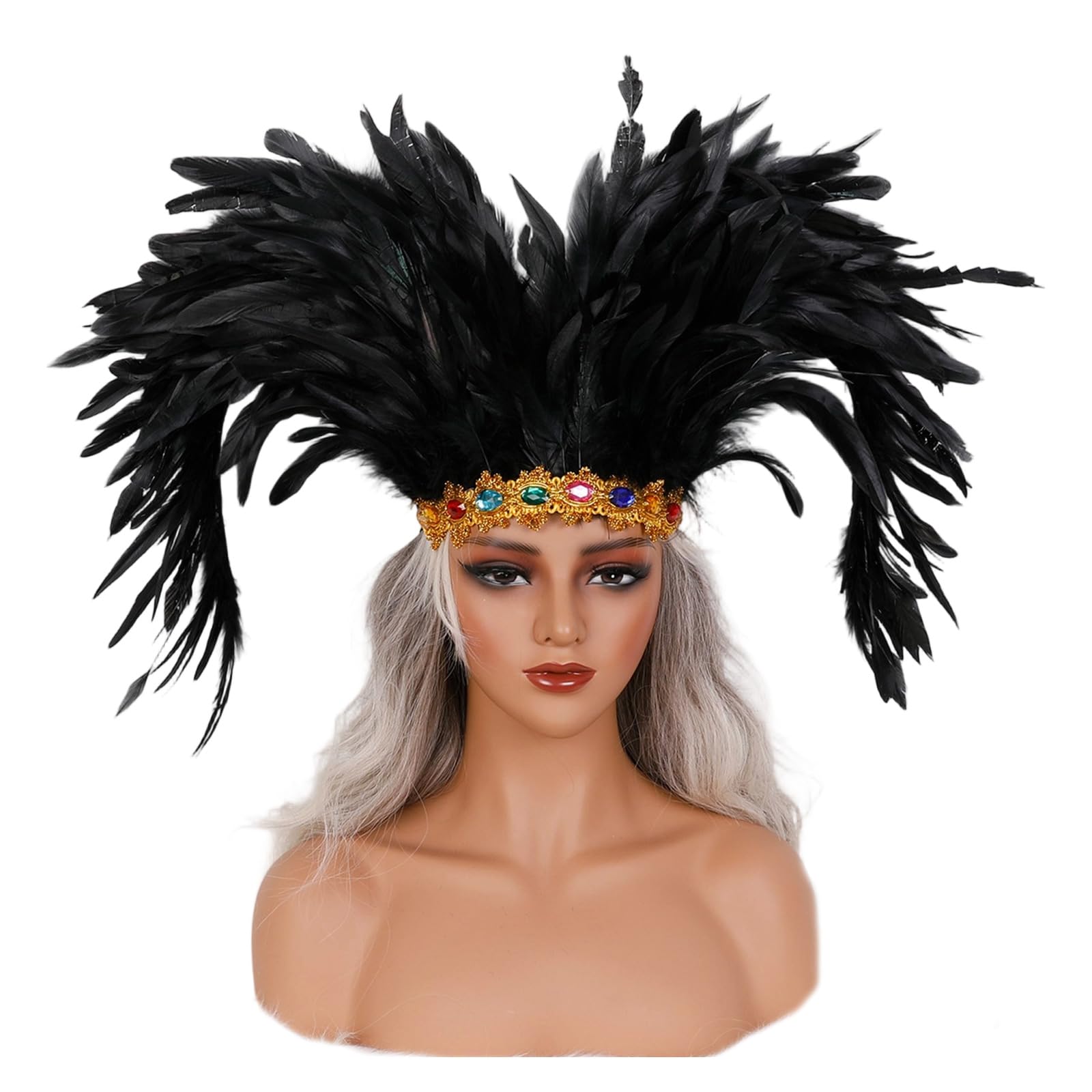 sodeber Decorative Feathered Headpiece Crowns Headdress Carnivals Headwear Mardis Gras Accessory20s Flapper Headband Carnivals Headdress for Women