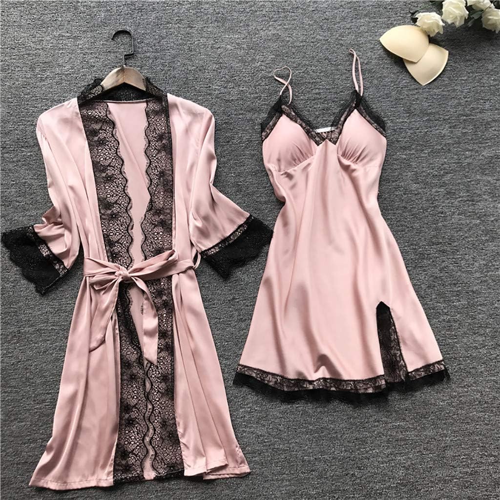 Juniors Spaghetti Strap Lingerie Pajama Loungewear Robe Set for Women - Sexy Bath Robes