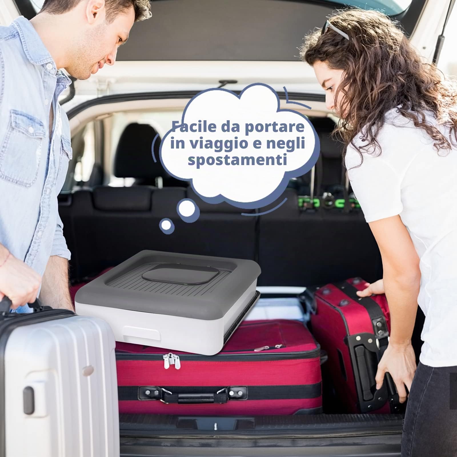 Lettiera gatto chiusa con coperchio, pieghevole e chiusa, con porta anteriore e ingresso dall'alto, facile pulizia, lettiera resistente agli spruzzi d'acqua (grigia)