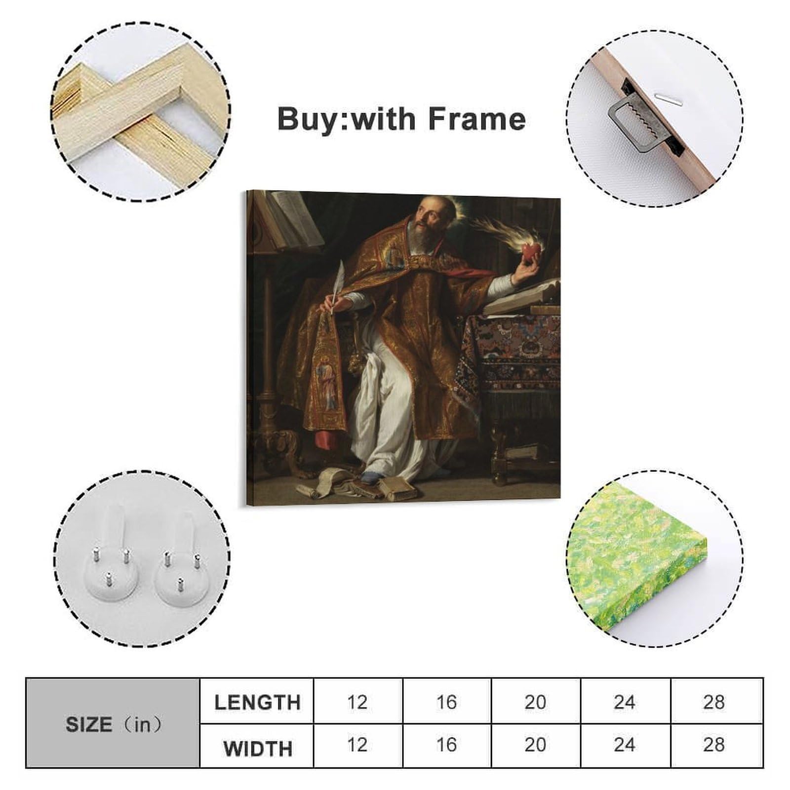 Philippe De Champaigne Saint Augustine Vintage-Kunstposter für klassisches Zuhause, Studio, Büro und Galerie, Wanddekoration, 61 x 61 cm