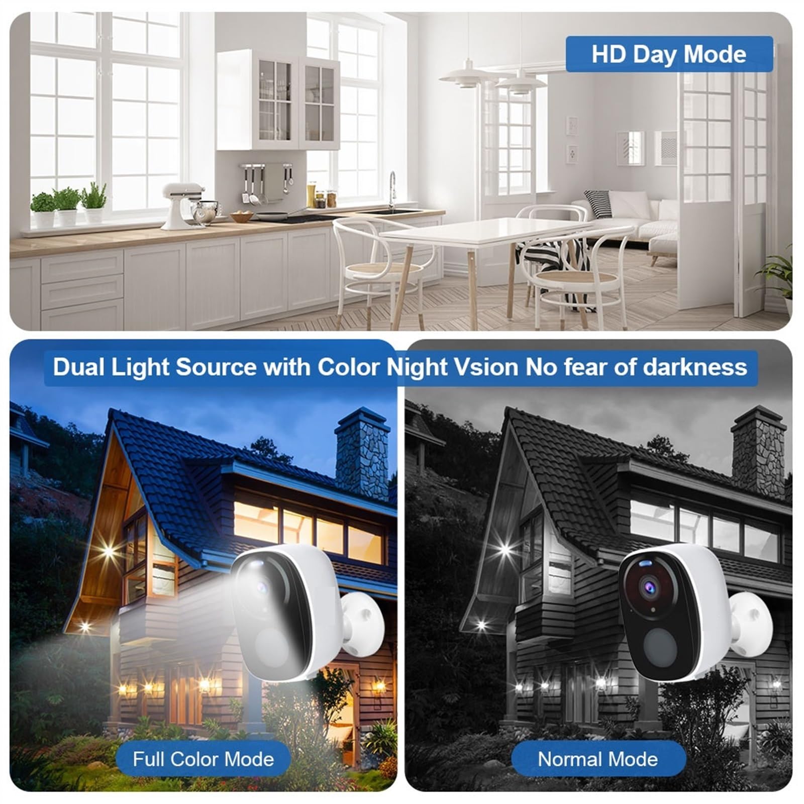 Telecamera Wifi Esterno, Telecamera di sicurezza solare UHD 2K 2.4 Rilevazione PIR esterna Faretto audio a 2 vie Telecamera con batteria ricaricabile for interni ,Sicurezza, Antifurto(Solar Cam Add 64