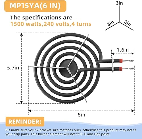Miniatura 3 de 660532 MP15YA 1500W 4 bobinas eléctrico quemador de rango unidad de elemento 6 pulgadas apto para bañera de hidromasaje pieza de repuesto por AMI
