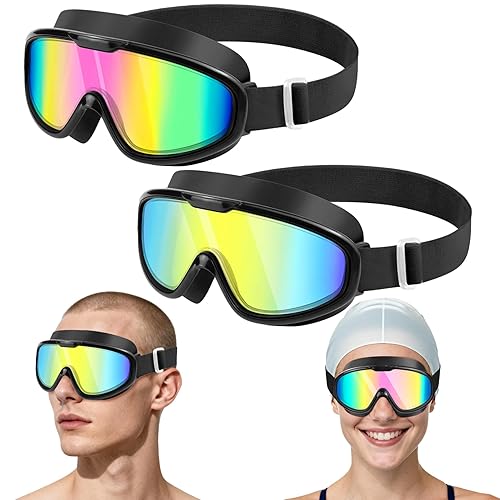 Swim Goggles 2 Pack, Wide View Anti Fog&UV Comfort Fabric