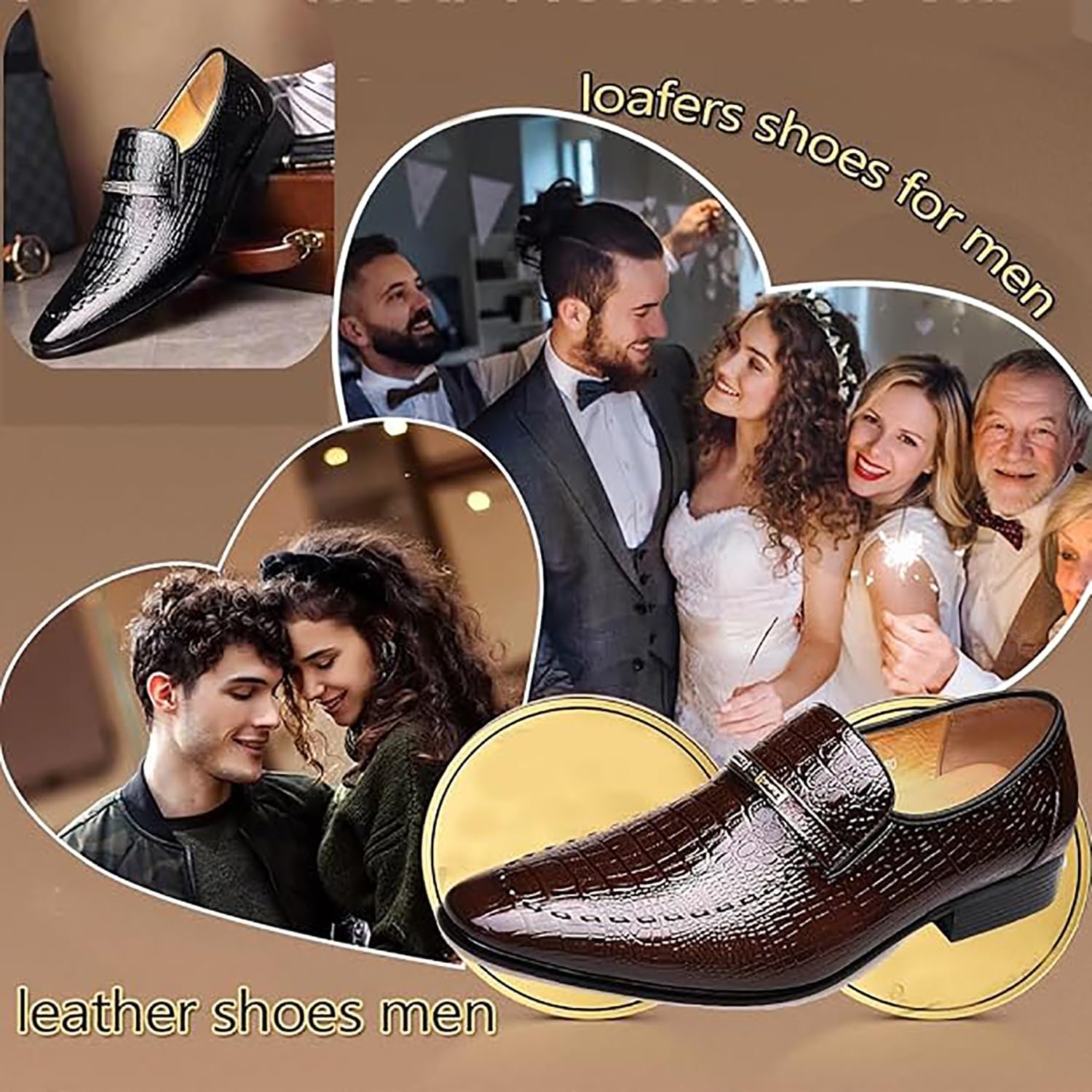 Mocasines de piel sintética for hombre, zapatos de vestir sin cordones, informales, ligeros y transpirables, for uso diario.