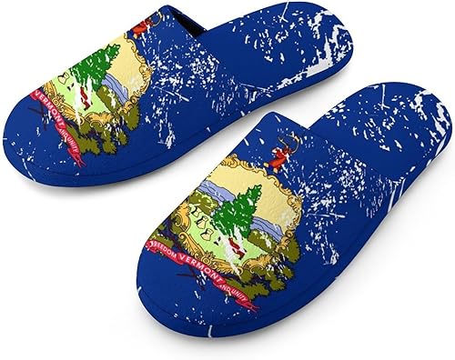 Vermont State Flag - Pantuflas de algodón para hombre, informales, con puntera cerrada, zapatos de casa, acogedoras pantuflas de dormitorio para
