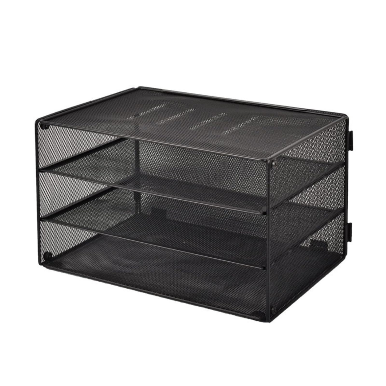 Qianly Organizador Escritorio Metal Negro Resisn Organizador Escritorio con Triple es Moderno para Oficina en Casa