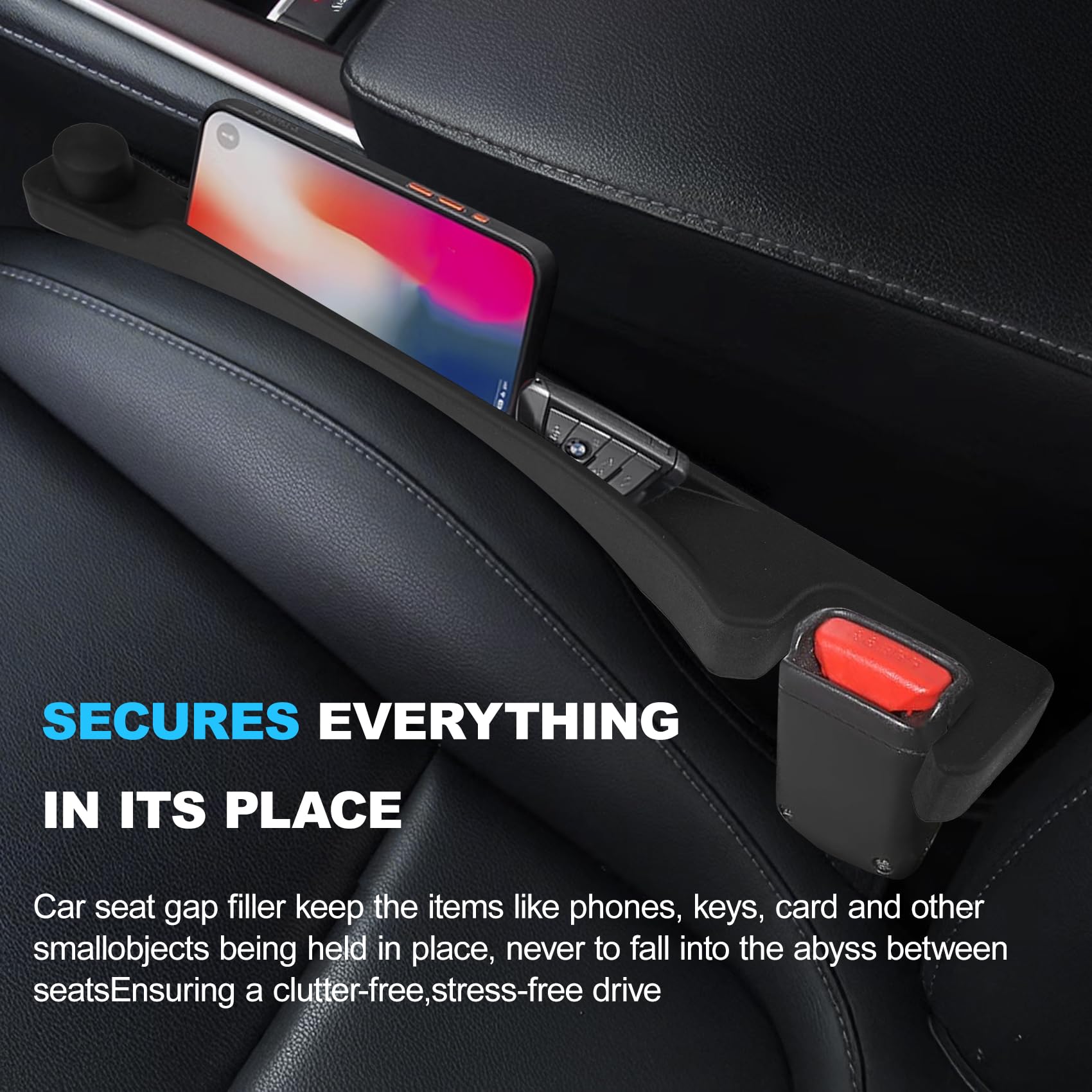 PARAROSE Car Seat Gap Filler Set of 2,Multifunctional Car Gap Filler Organizer Storages Phone Key Avoids Things Falling,Car Seat Accessories,Universal Fit for Most Cars