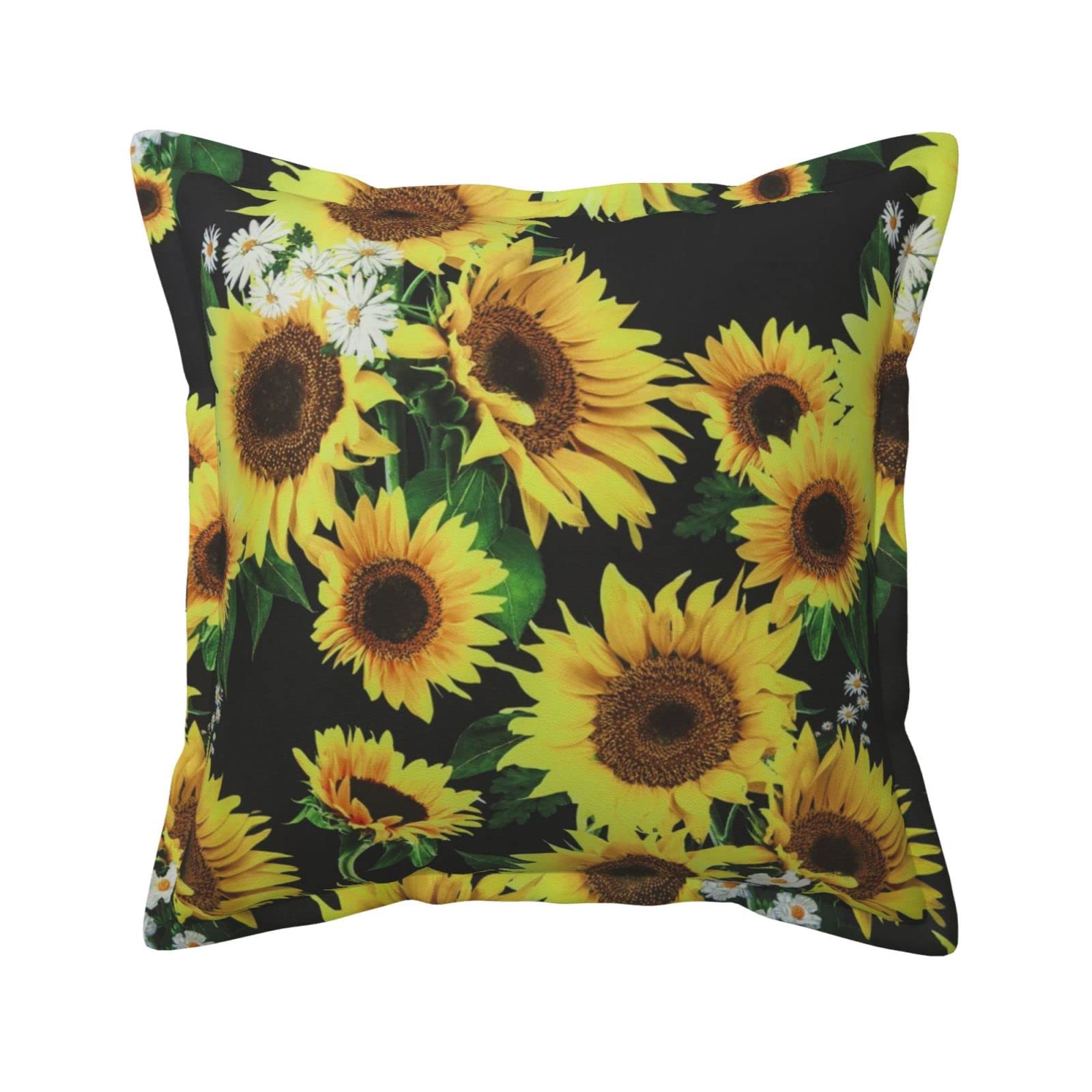 Housse de coussin tournesol en similicuir lavable pour salon