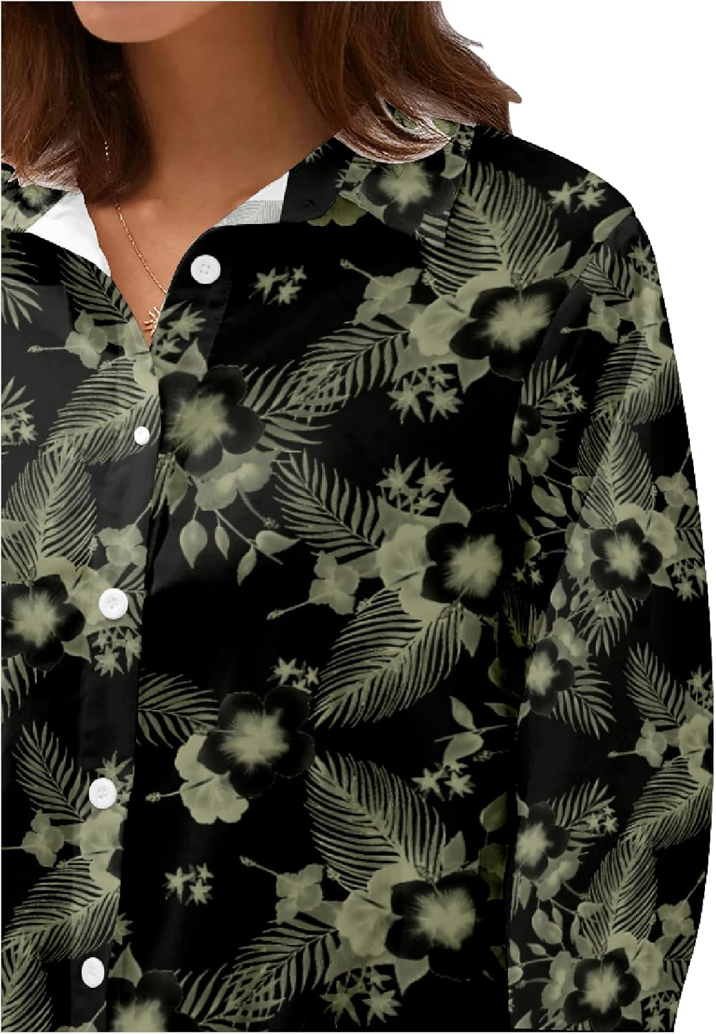 Beach Vacation Blouses for Women Printed Vintage Botton Down V Neck Comfort Casual Trendy Oversized Boho Tops - Image 4