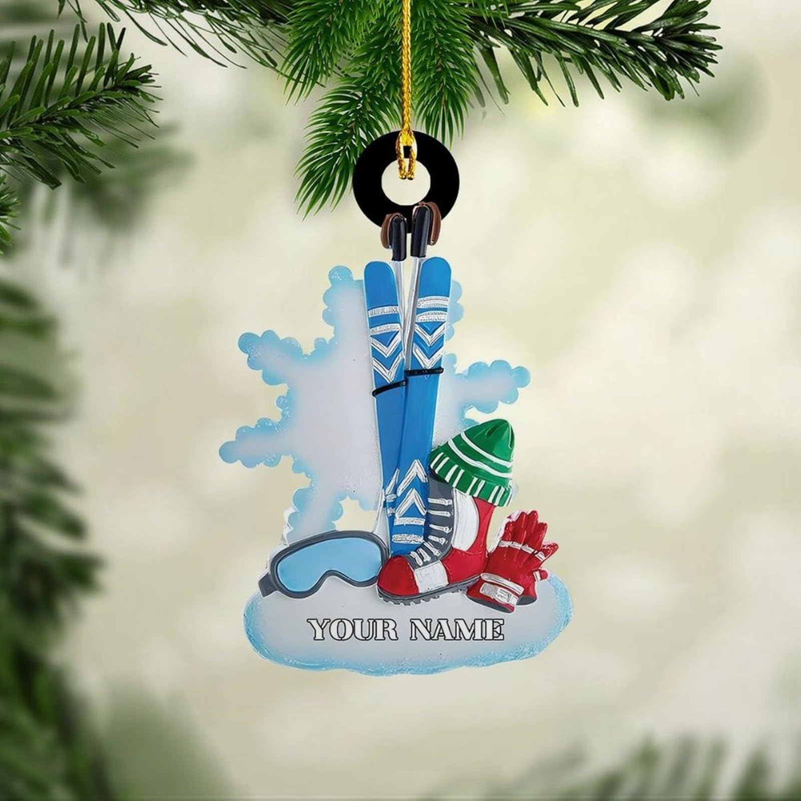 Luckluccy Style-1 Personalized Skiing Acrylic Ornament,Skier Gift For Xmas 2025,Snow Skiing Ornament,Snowboard,Winter Sports(Ski 8)
