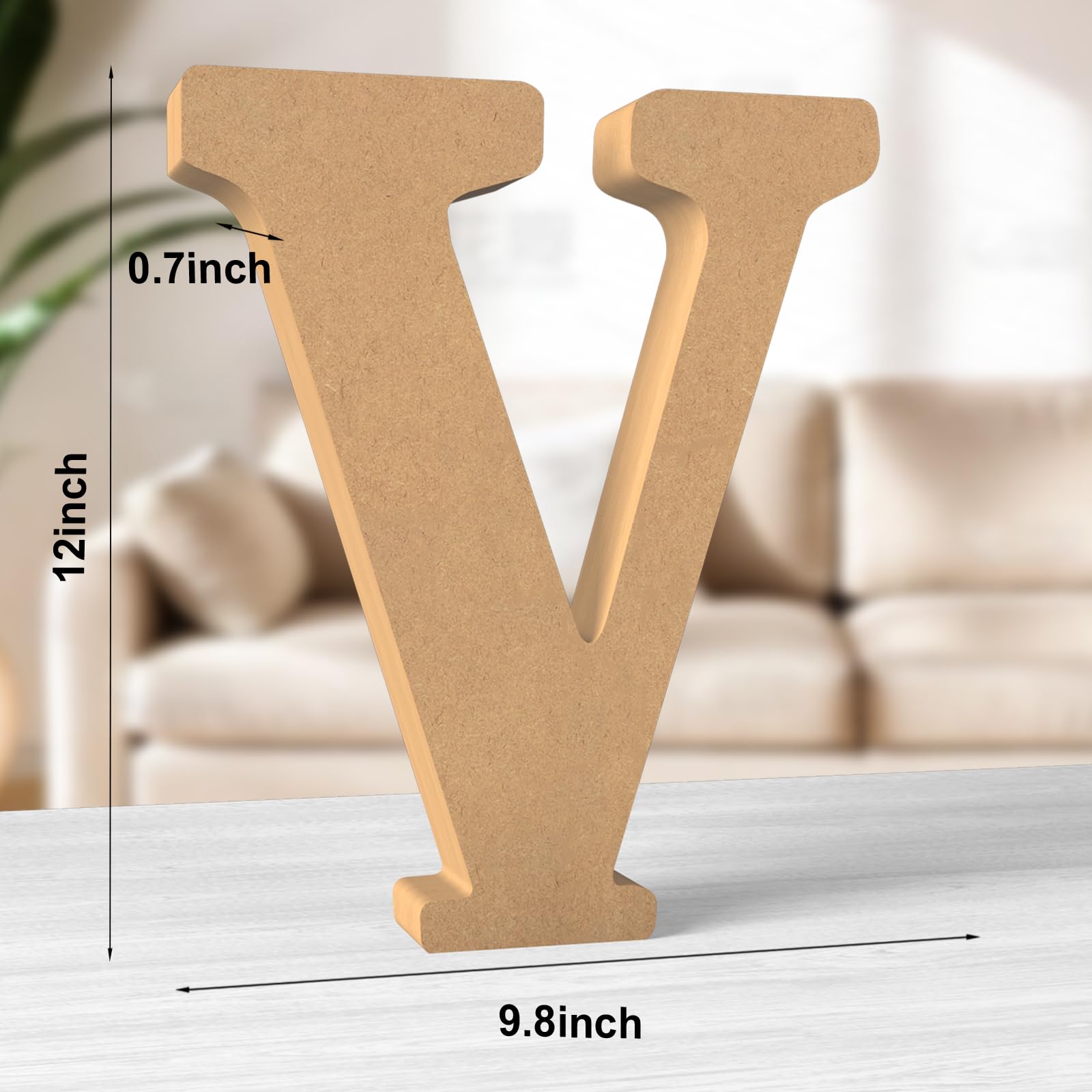 Aruatu 12 Inch Balsa Wooden Letters Unfinished Wood Letters for Wall Decor Decorative Standing Letters Large Letters for wall Decoration for Craft Home Party Projects (V) - Image 2