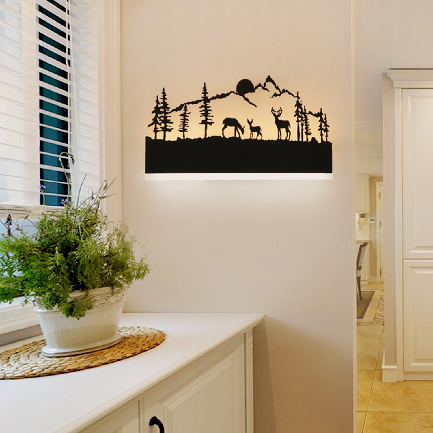Augrous LED Lampade da parete Cervo Forma Design Sottosopra Luce a muro con Acrilico Ferro interno Decorazione per Camera da letto Soggiorno, 12W