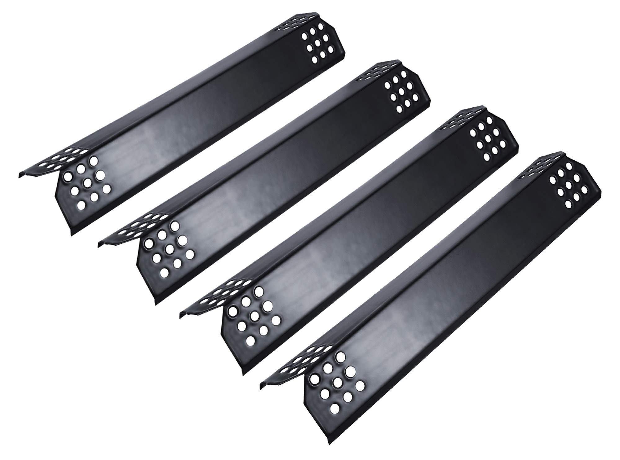Unicook 4 Pack Porcelain Grill Heat Plate 14.56" L, Gas Grill Replacement Parts Burner Cover, Heat Shield Tents, Flavorizer Bars, Flame Tamer Guards for Gas BBQ