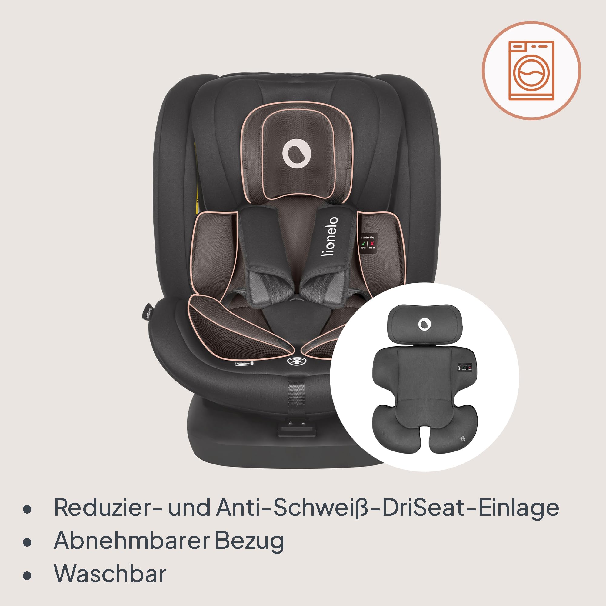 Lionelo Bastiaan i-Size 360° drehbarer Kindersitz Gruppe 0/1/2/3 0-36 kg ISOFIX Top Tether R129