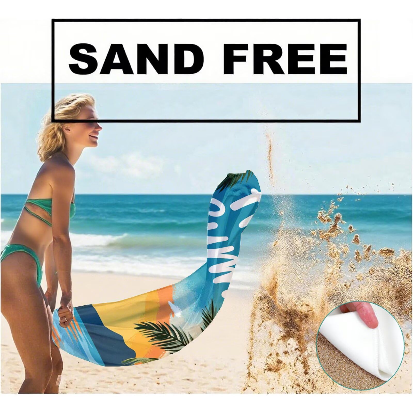 Telo Mare Microfibra, Telo Mare Grande 200x100 cm Set da 2, Antisabbia Asciugatura Rapida Assorbente Salvietta da Spiaggia Asciugamano per Palestra Piscina Viaggi Picnic, Regali Donna Estate Q-772