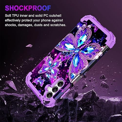 Miniatura 5 de Hekodonk Funda para Galaxy A14 5G, tres capas de alta resistencia a prueba de golpes, plástico duro+silicona suave, funda protectora de cuerpo