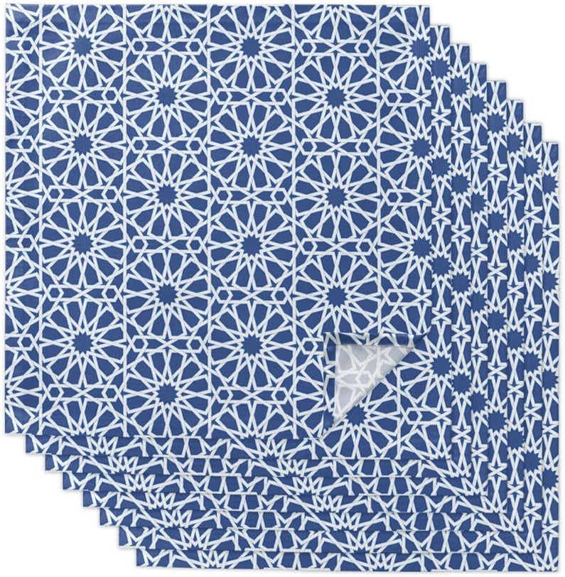 Abstract Geometric Pattern Indigo Cloth Napkins Set Festive Banquet Wedding Decor Tea Towel Kitchen Dinner Table(8pcs)