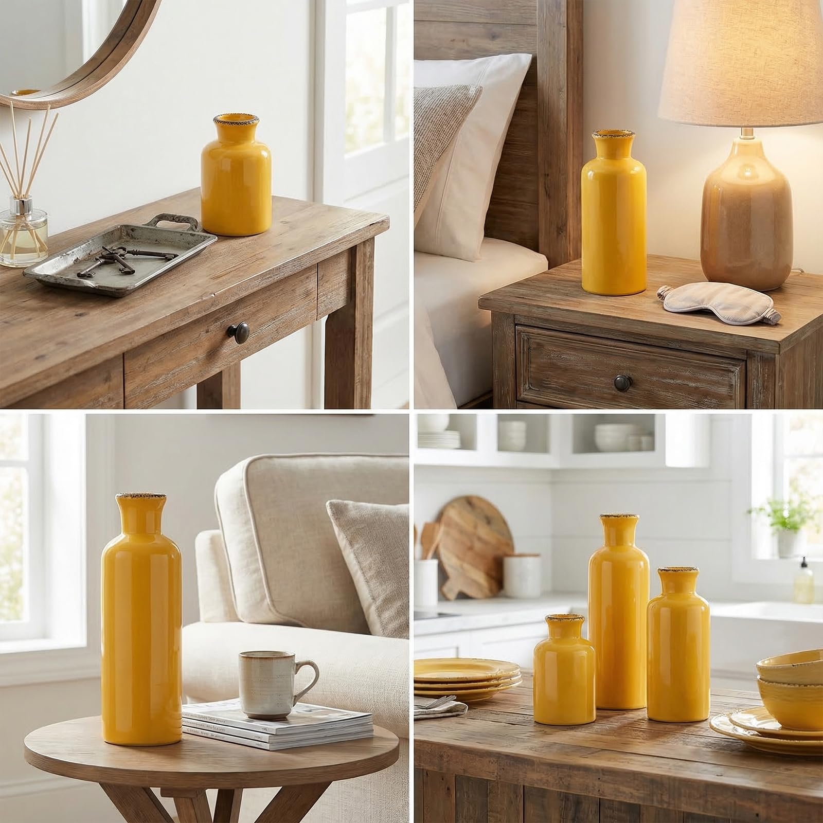 Juego de jarrones de cerámica, Juego de 3 jarrones pequeños, jarrón Decorativo Moderno, Adecuado para decoración de estantes, decoración de chimeneas, estantería, decoración de Mesa de Sala de